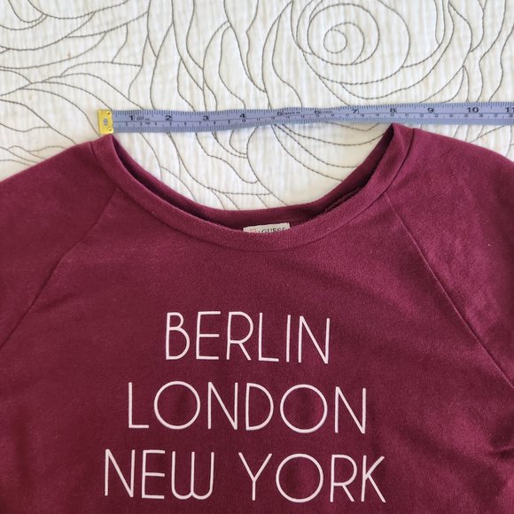 GUESS [XS] Burgundy Long Sleeved Crew Neck Open Back Guess Sweater - Picture 7 of 8
